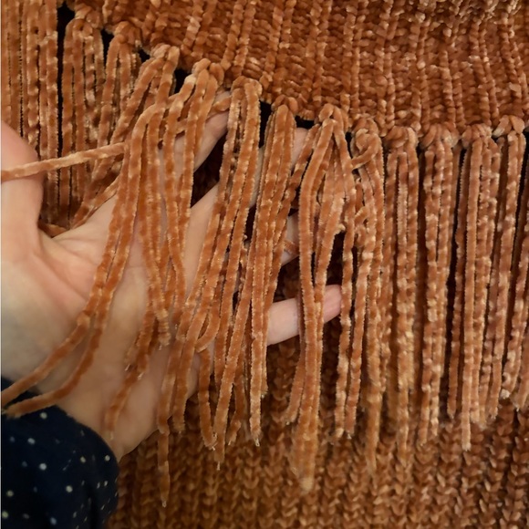 Fringed Rust Chenille Sweater - Picture 2 of 6